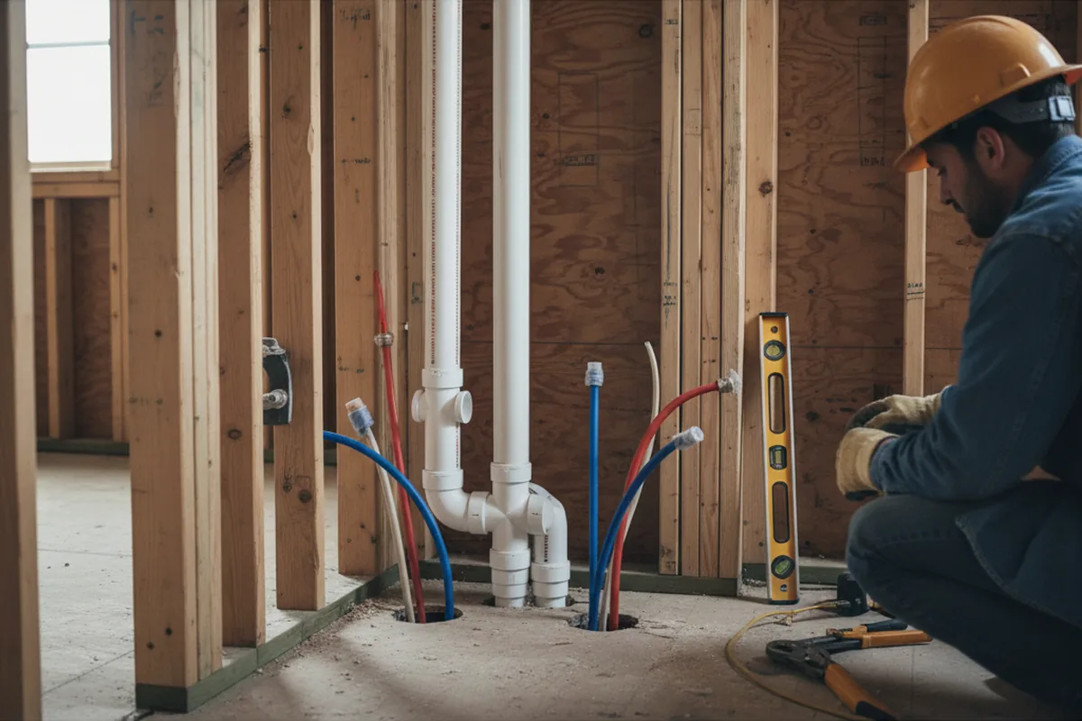 Drain and supply rough-in during Sump Pump Repair in Fall River