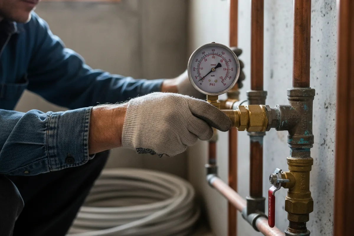 Pressure testing a repaired line during Water Line Repair in Fall River